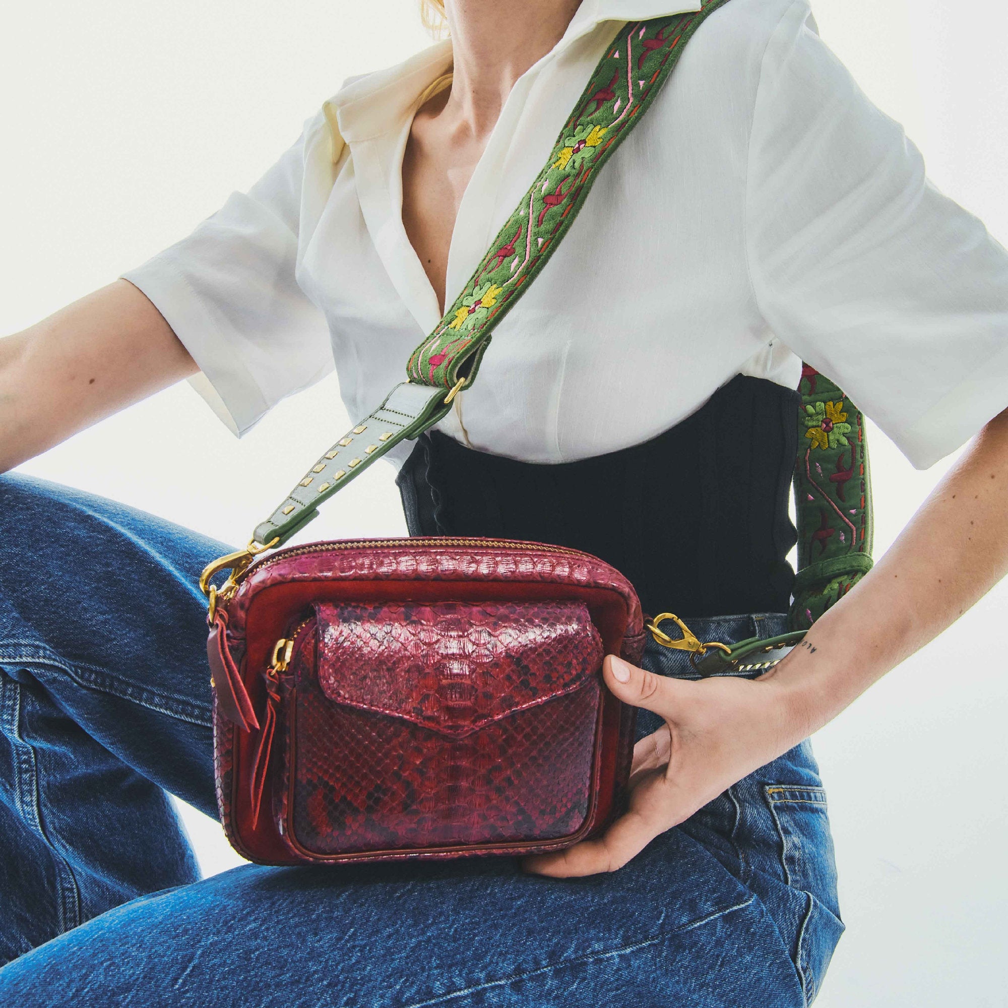 Sac Charly en python - Burgundy Matcha