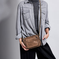 Sac Charly en cuir d'agneau - Doré