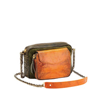 Charly bag with lizard and python chain - Khaki Orange
