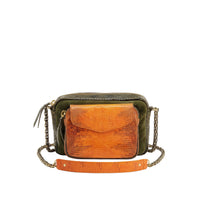 Charly bag with lizard and python chain - Khaki Orange