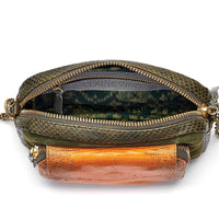 Charly bag with lizard and python chain - Khaki Orange