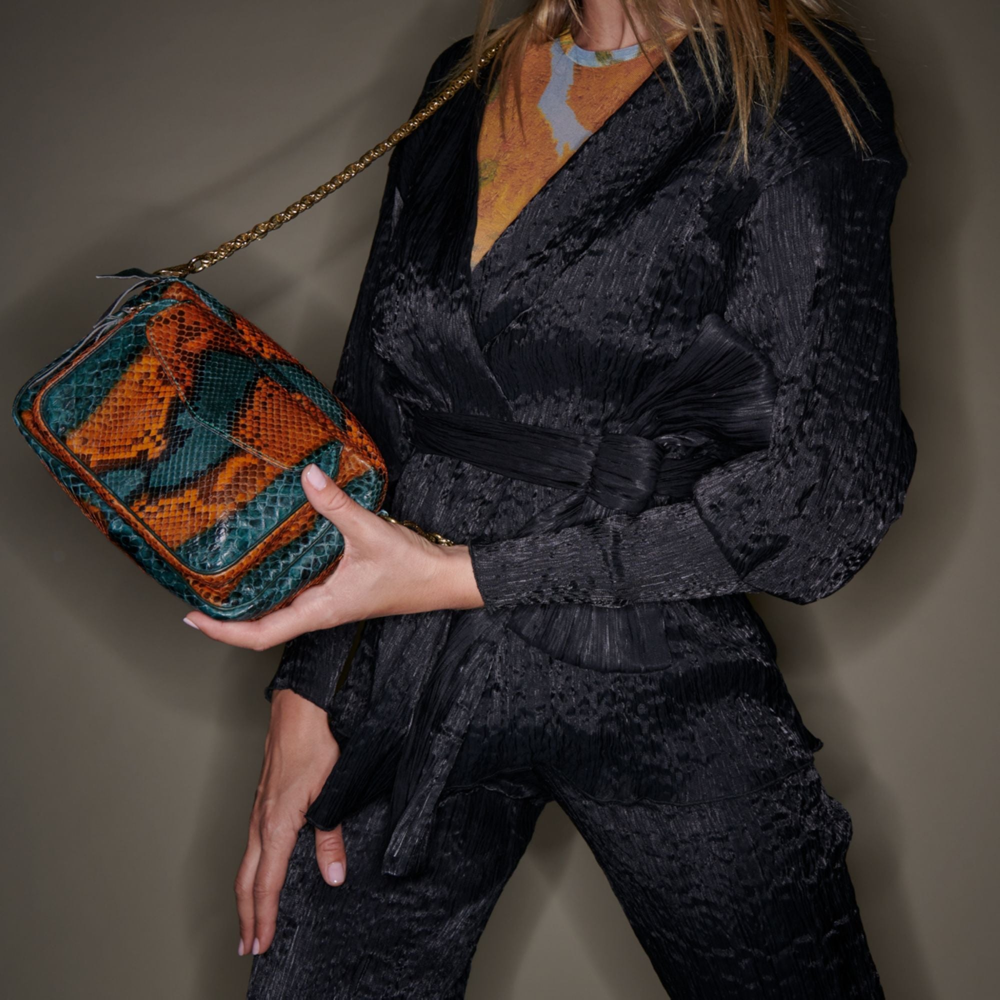 Sac Charly en python - Vert Orange