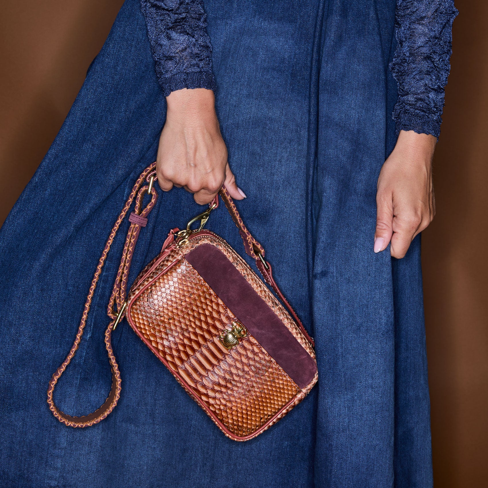 Lily python bag - Lava copper