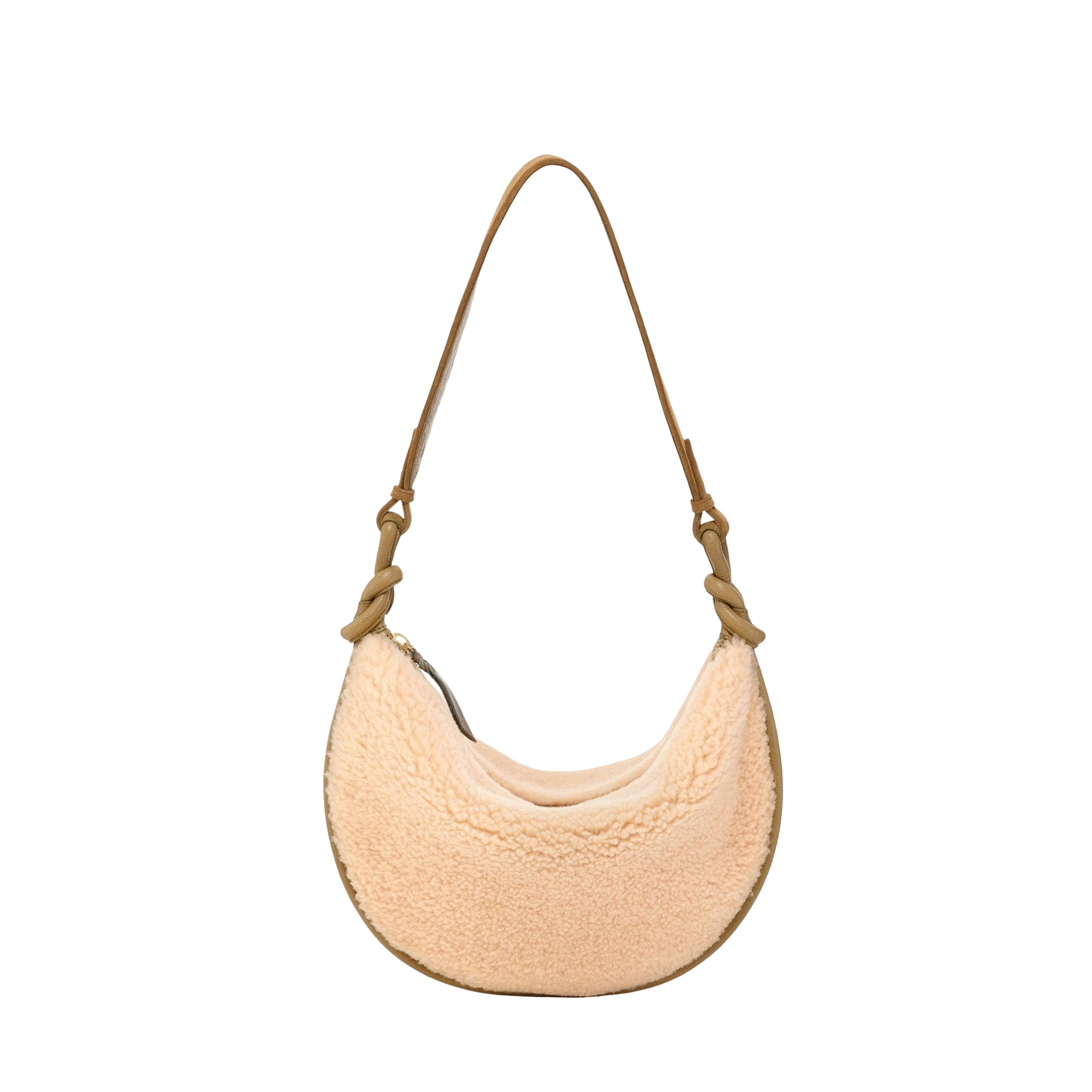 Sac Chris en cuir et peau lainée - Crème