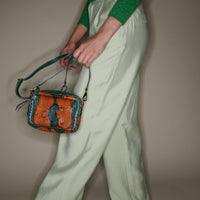 Charly small bag in python - Green & Orange