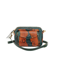 Charly small bag in python - Green & Orange