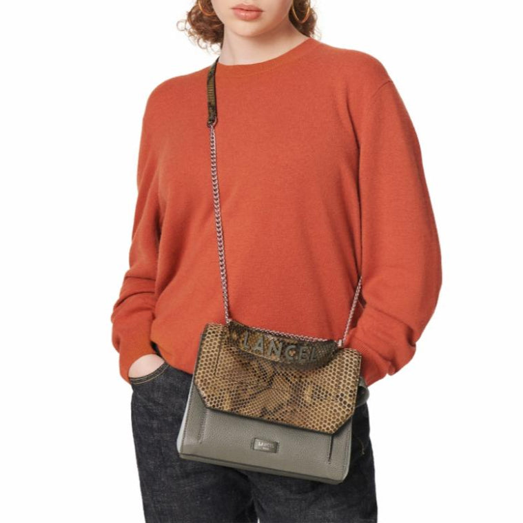 Sac rabat Ninon S en python - Miel, Fum & Lin