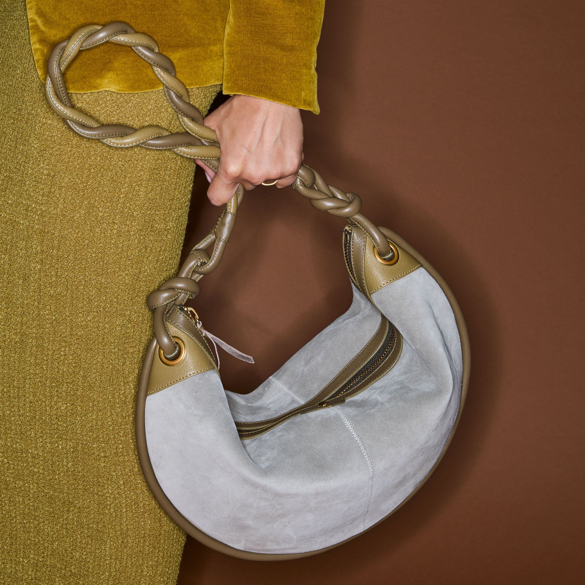 Chris suede bag - Pearl Grey