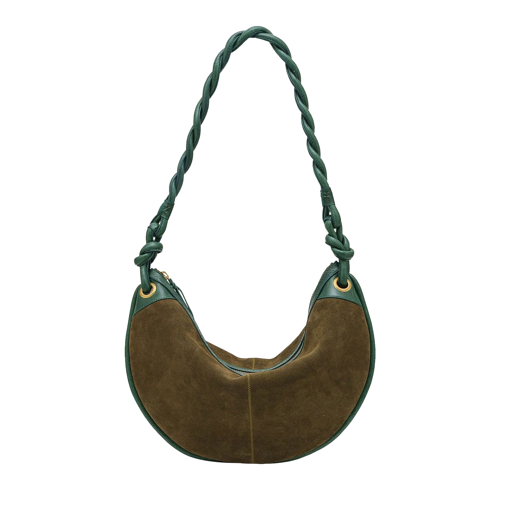 Chris bag in suede - Green & Bronze