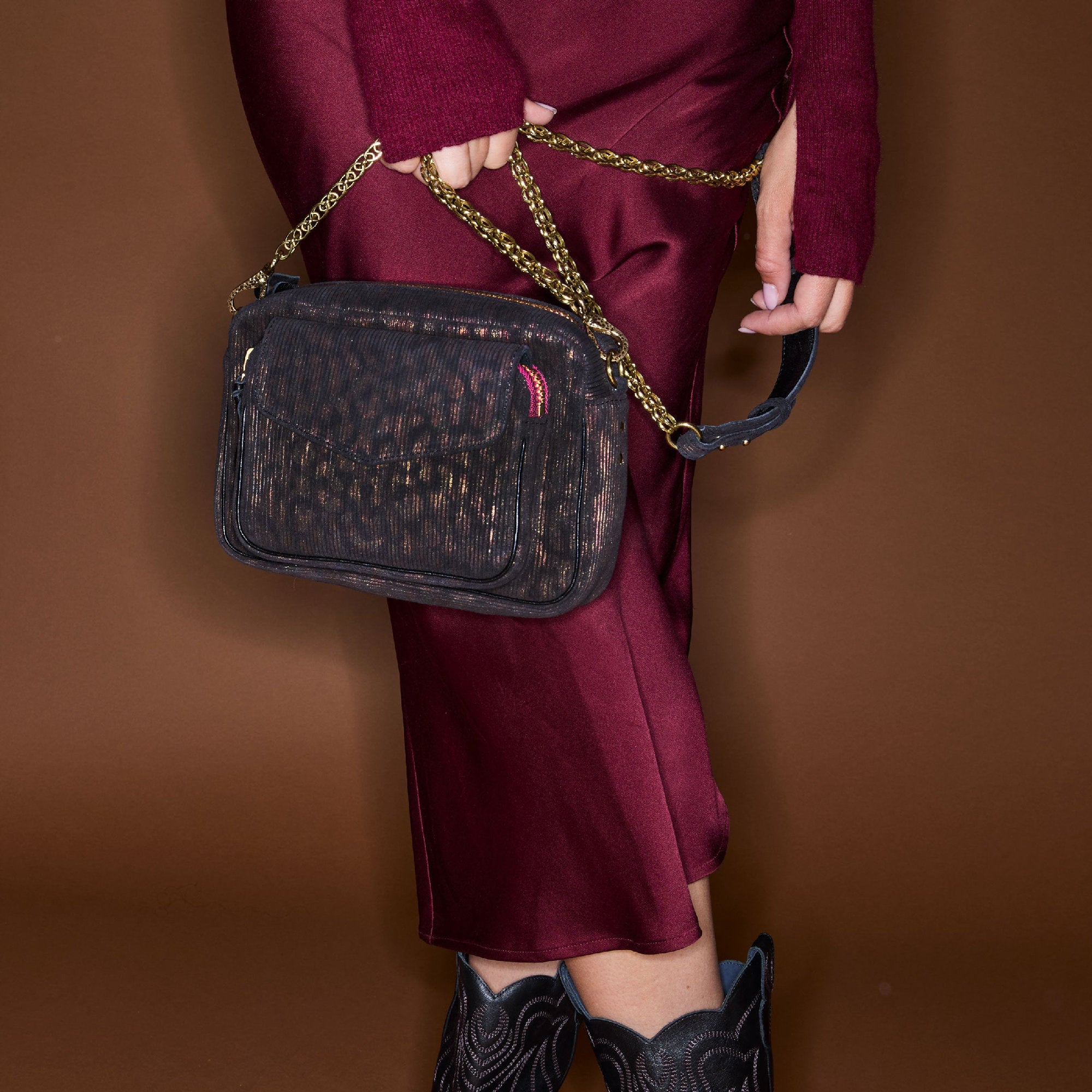 Sac Charly en suède - Camouflage Métallique