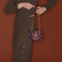 Petit sac Ava en tissu - Vert & Rose