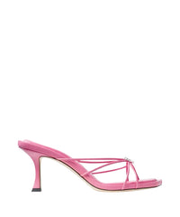 Mules Indiya 70 en cuir à cœurs - Candy Pink