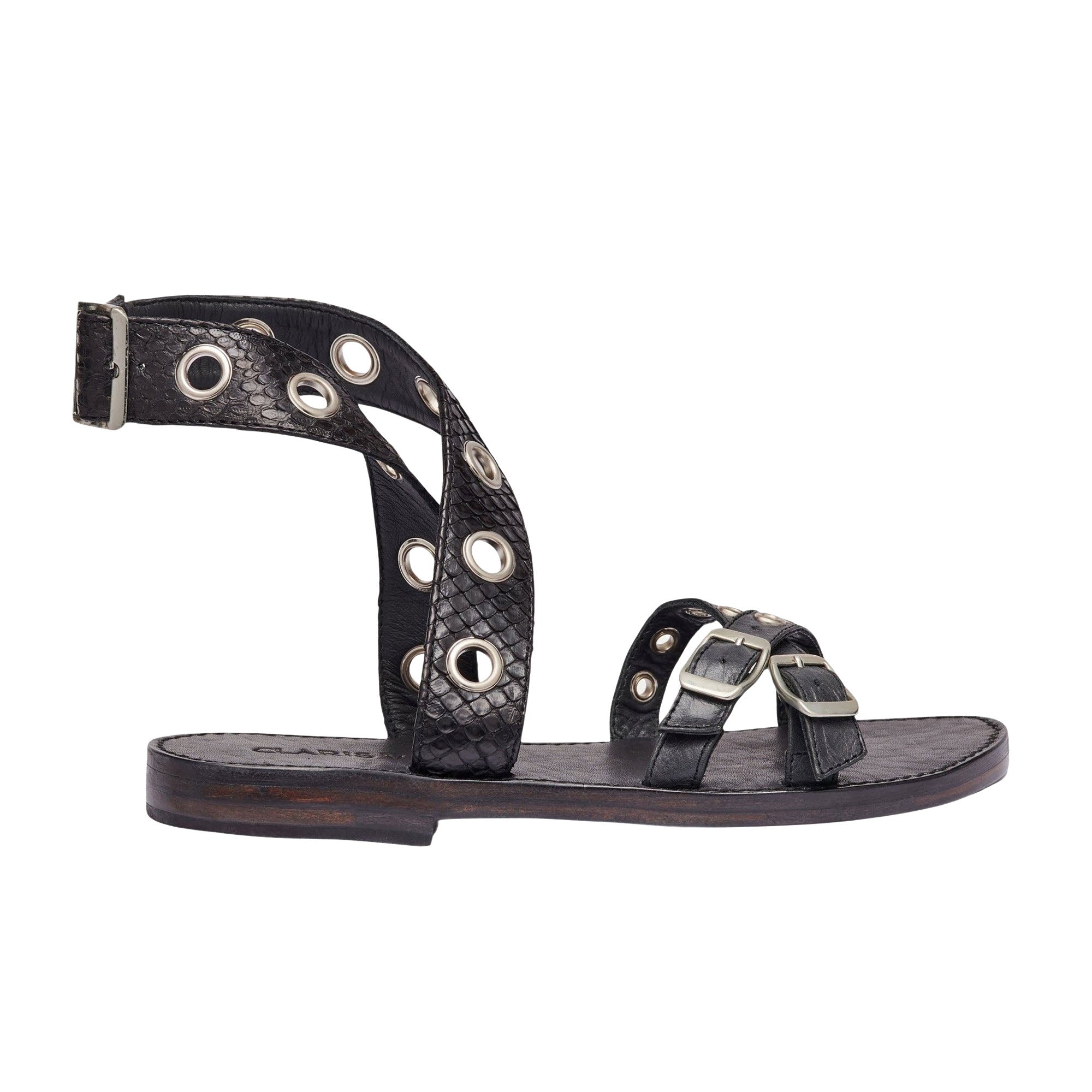 Sandales Laurette en python - Noir