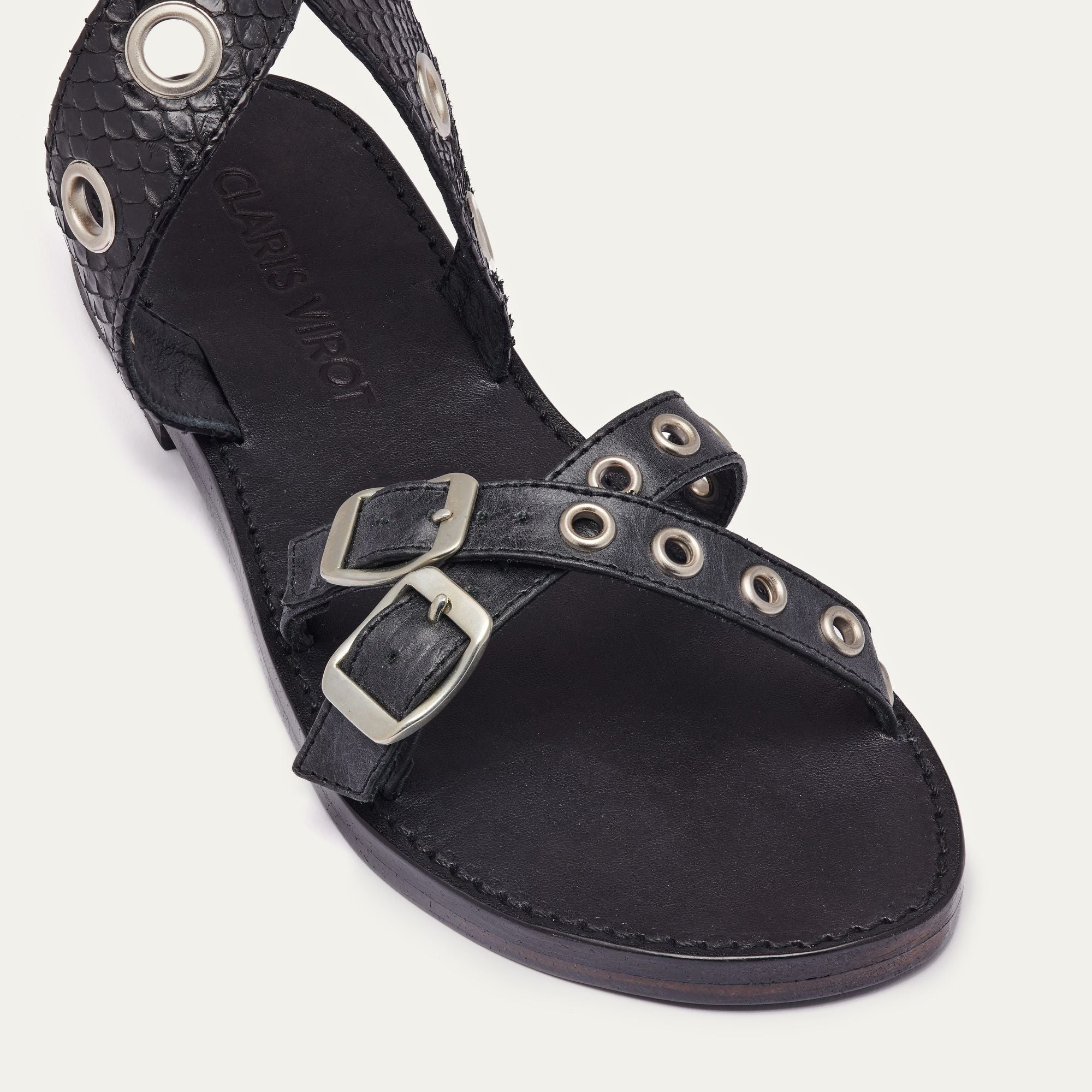 Sandales Laurette en python - Noir