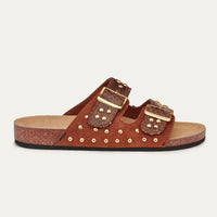 Sandales Odette en python et suède - Chocolat