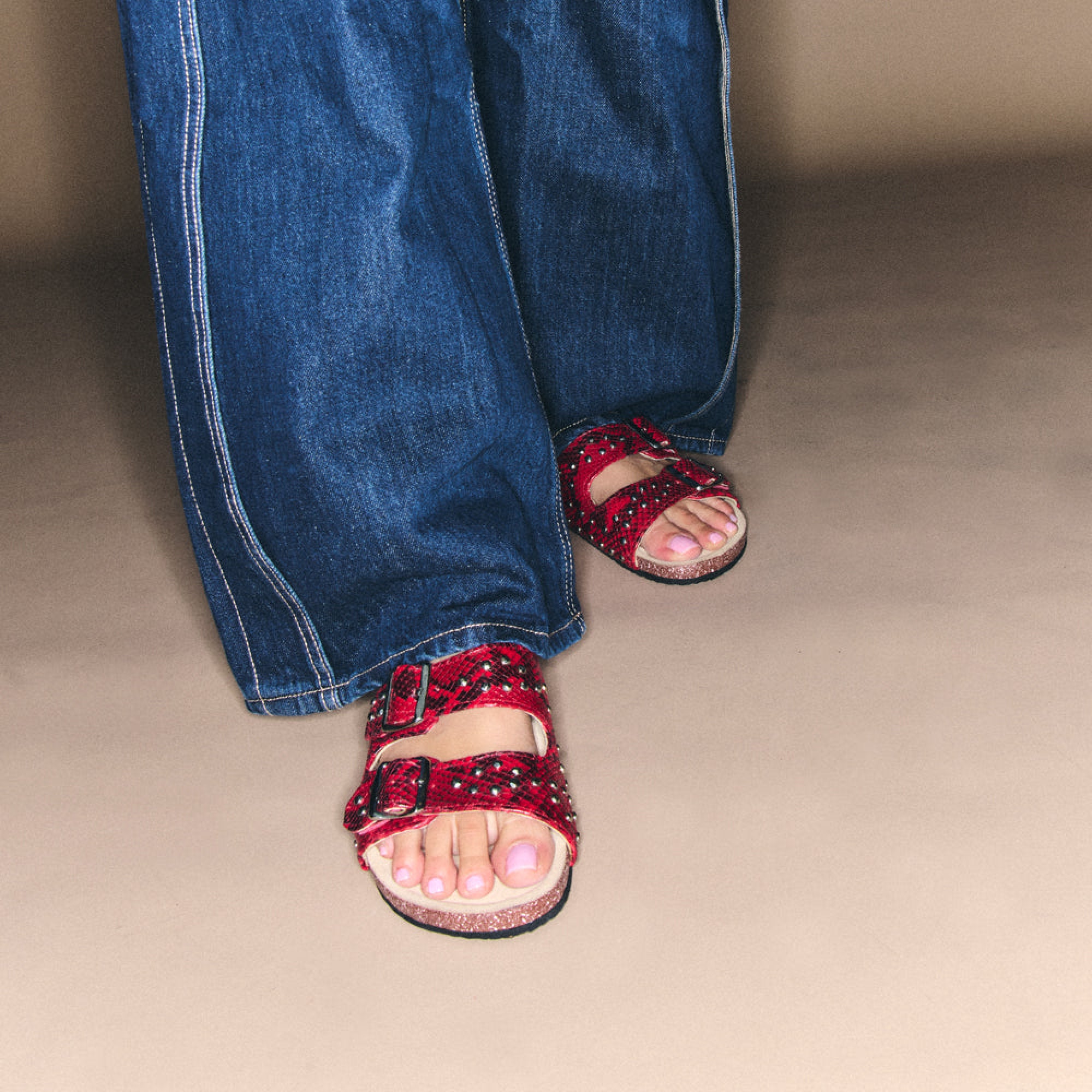 Sandales Odette en python - Rubis