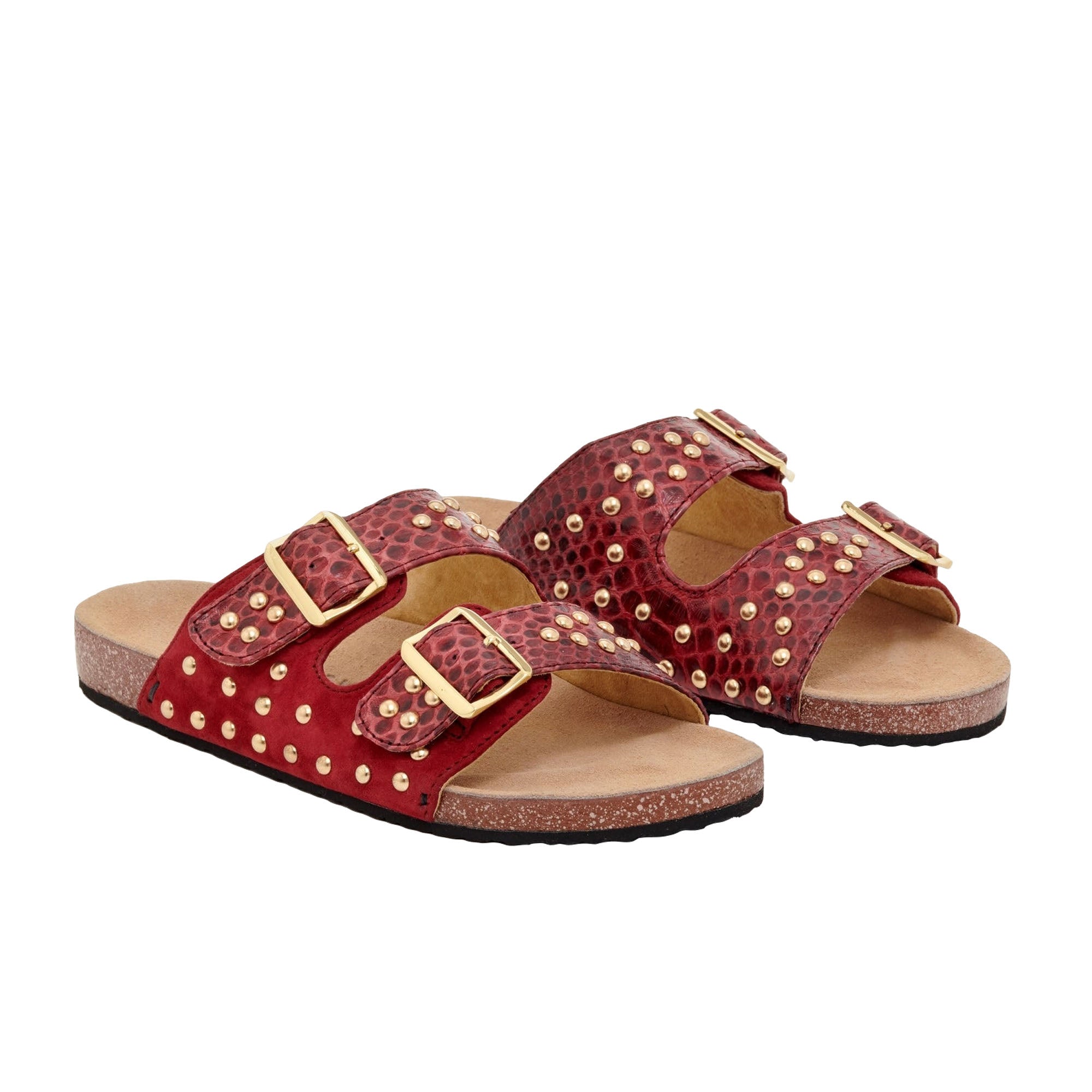 Sandales Odette en python et suède - Bordeaux