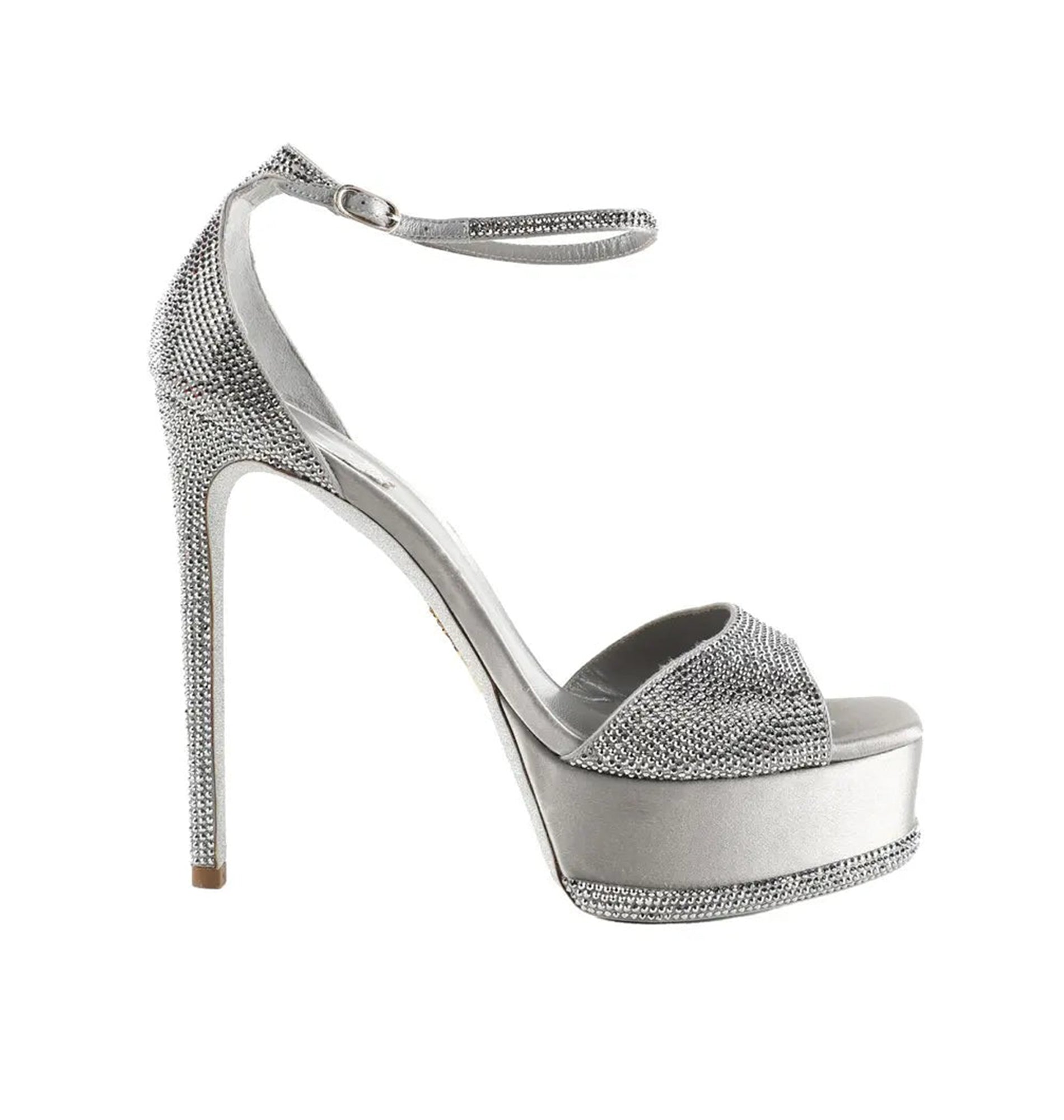 Sandales à plateforme Anastasia 130 à strass en satin - Avorio & Moonlight