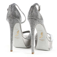 Sandales à plateforme Anastasia 130 à strass en satin - Avorio & Moonlight