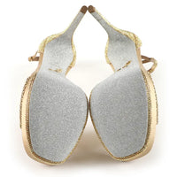 Sandales à plateforme Anastasia 130 à strass en satin - Oro & Sunshine