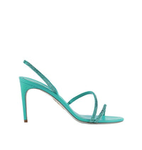 Sandales à talons Irina 80 à strass en satin - Aquagreen & Blue Zircon