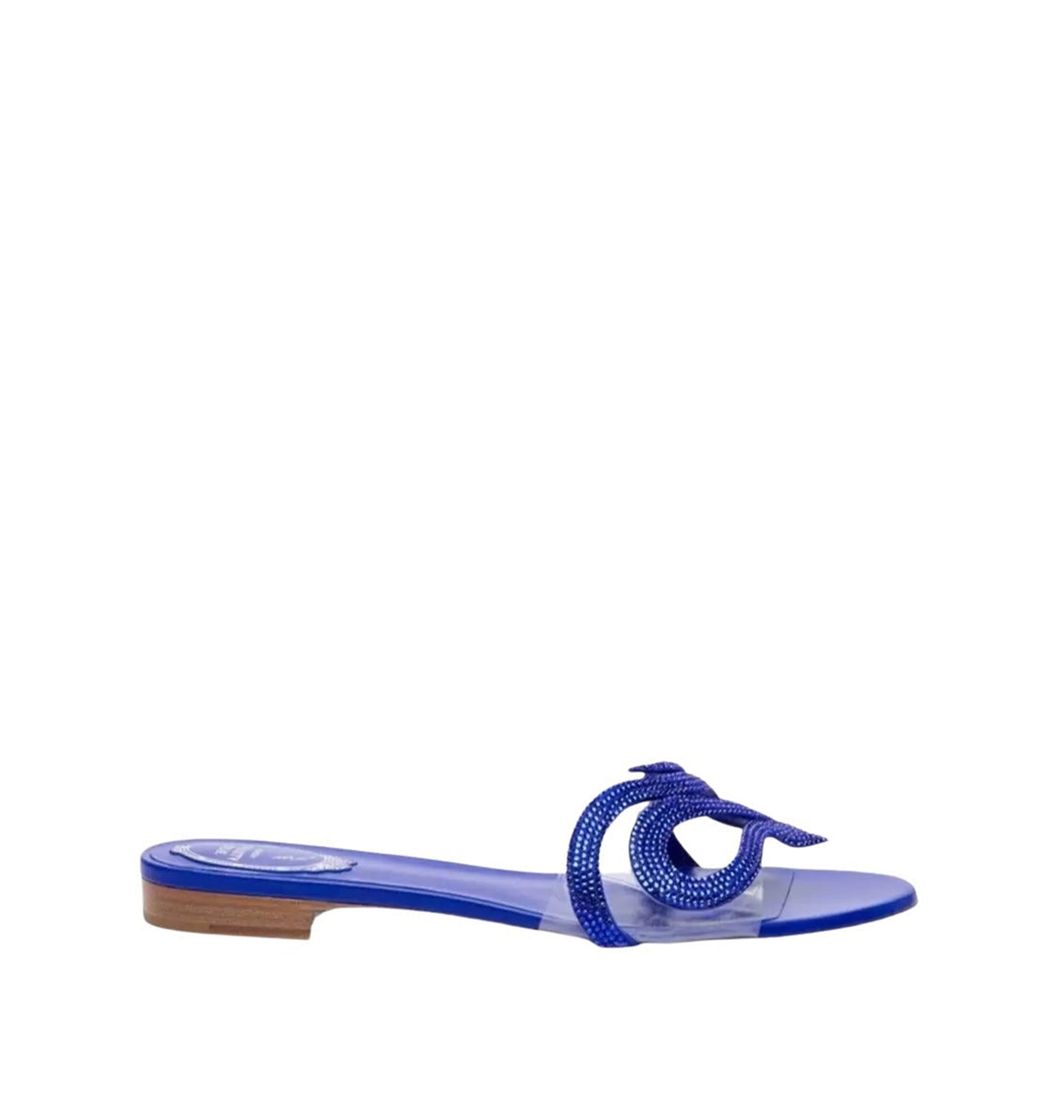 Morgana satin rhinestone flat sandals - Bluette & Majestic Blue