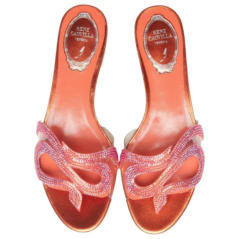 Sandales plates Morgana à strass en satin - Hyacinth Shimmer