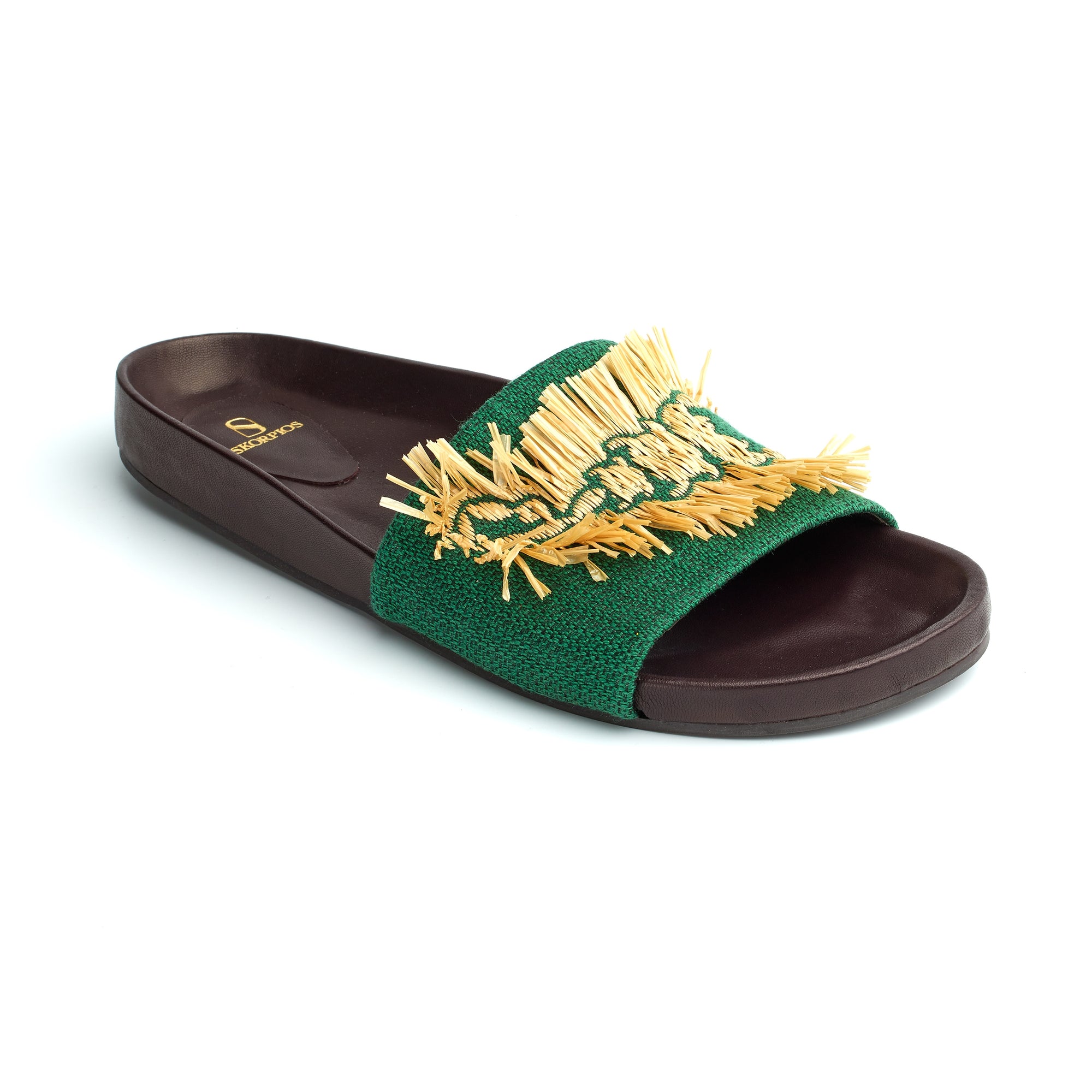 13qty NEW / Mules Sara brodées - Green