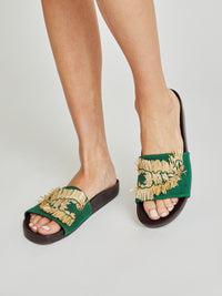 13qty NEW / Mules Sara brodées - Green