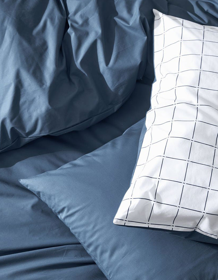 Drap housse en satin de coton - Bleu