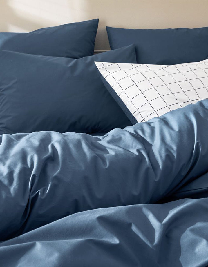 Drap housse en satin de coton - Bleu