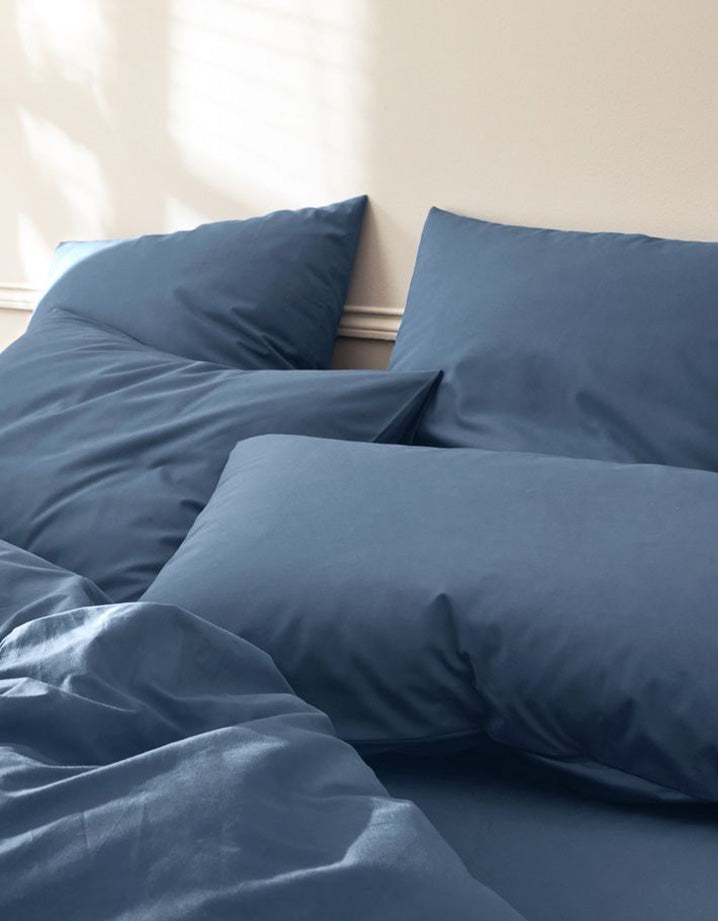 Drap housse en satin de coton - Bleu