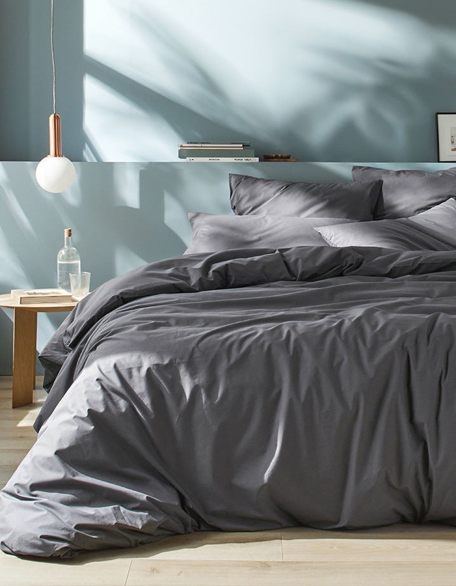 Housse de couette en percale de coton - Gris
