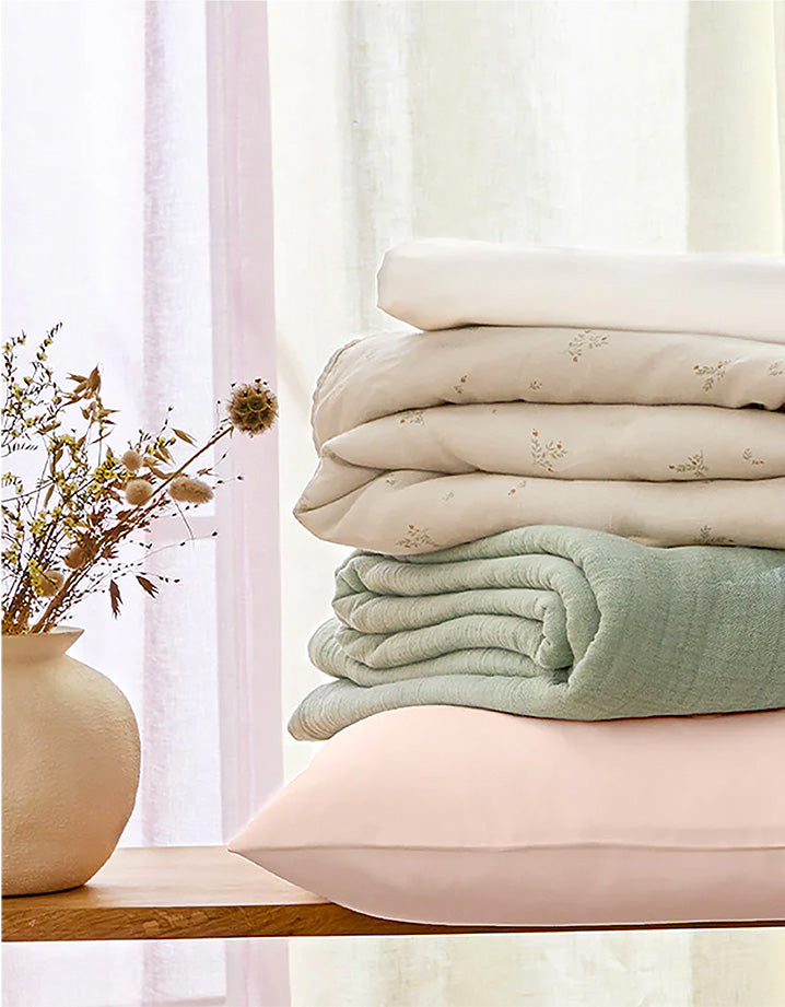 Drap housse en satin de coton - Rose Poudré