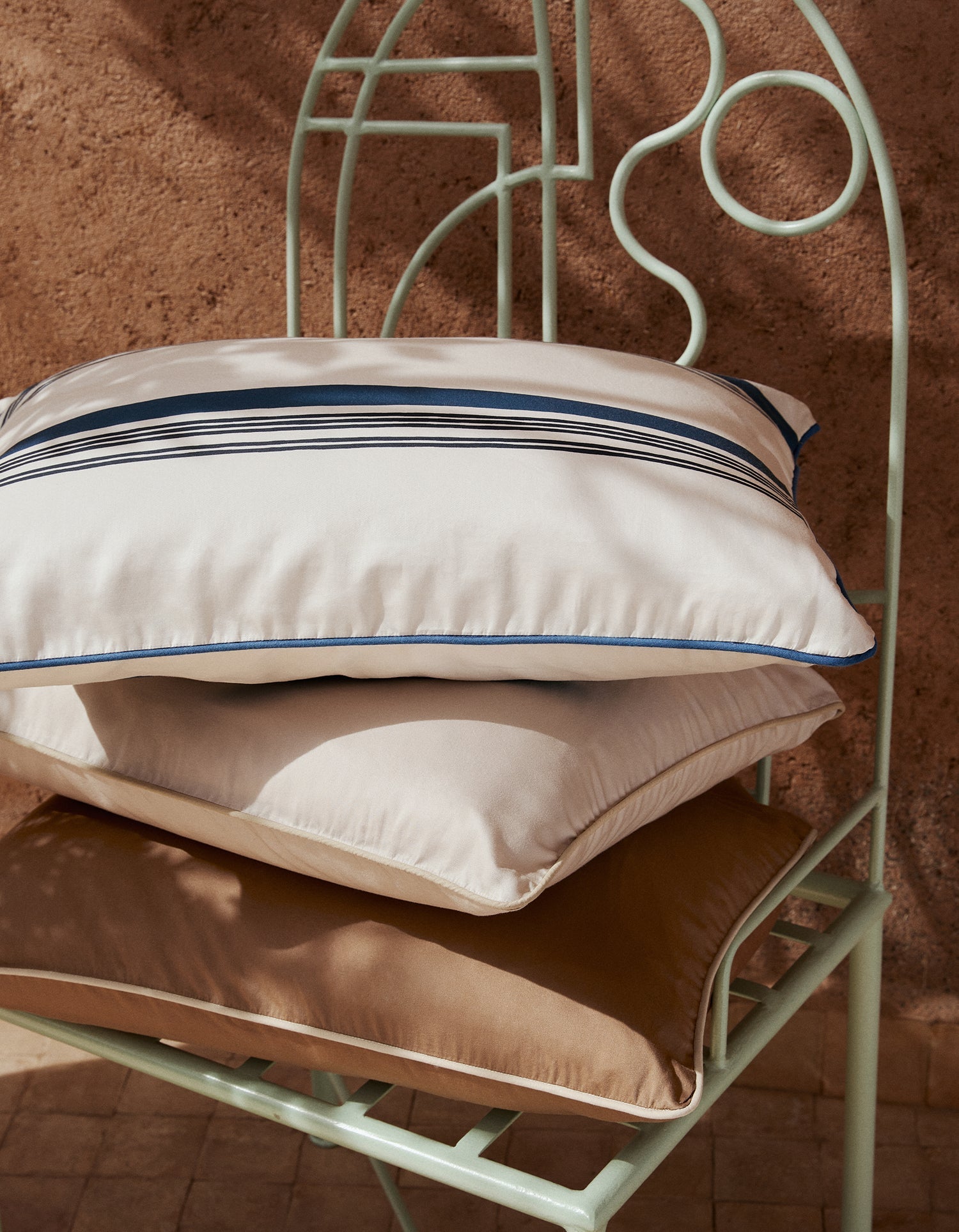 Housse de couette en satin de coton lavé - Bleu & Blanc