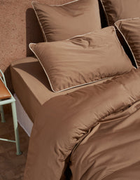 Housse de couette en satin de coton lavé - Tabac