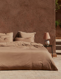 Housse de couette en satin de coton lavé - Tabac