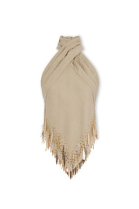 Halter top with wool fringes - Sable