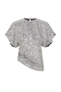 Blouse asymétrique ornée de sequins - Silver
