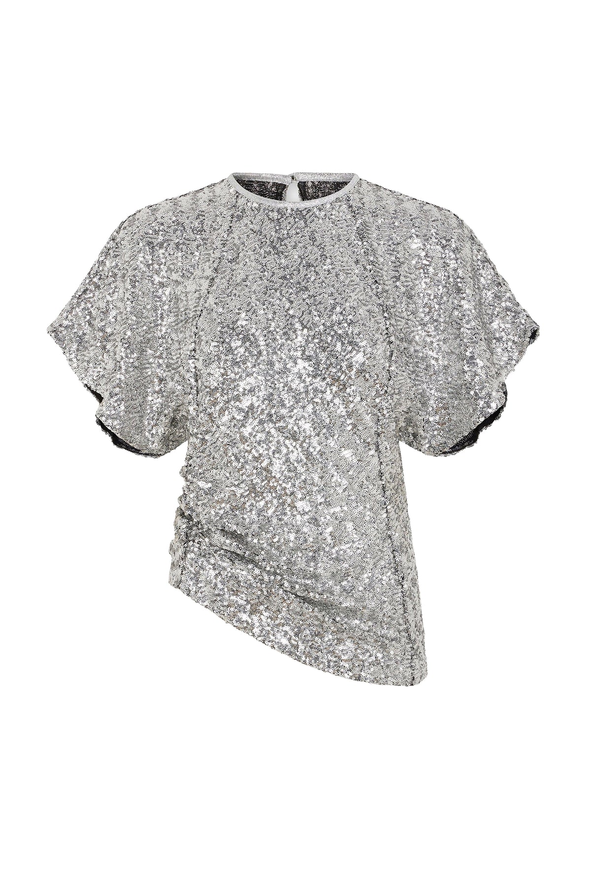 Blouse asymétrique ornée de sequins - Silver