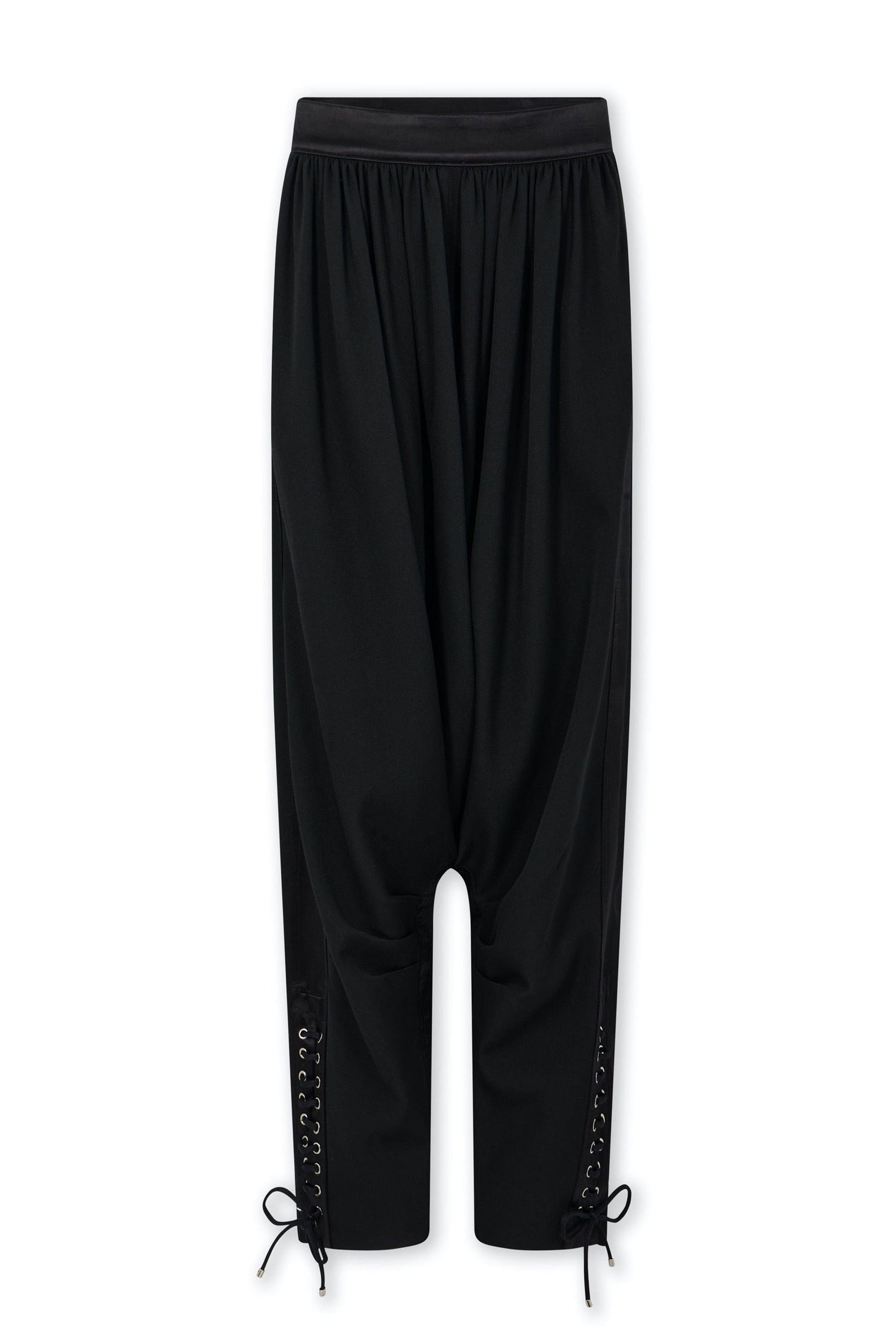 Fitted baggy wool trousers - Black