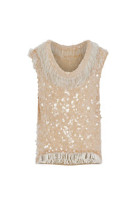 Blouse ornée de sequins à franges - Transparent