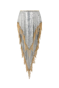 Asymmetrical sequin skirt - Silver