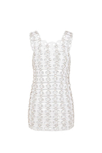 Short dress embellished with pastilles - White