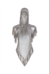 Sleeveless hooded top with sequins - Silver