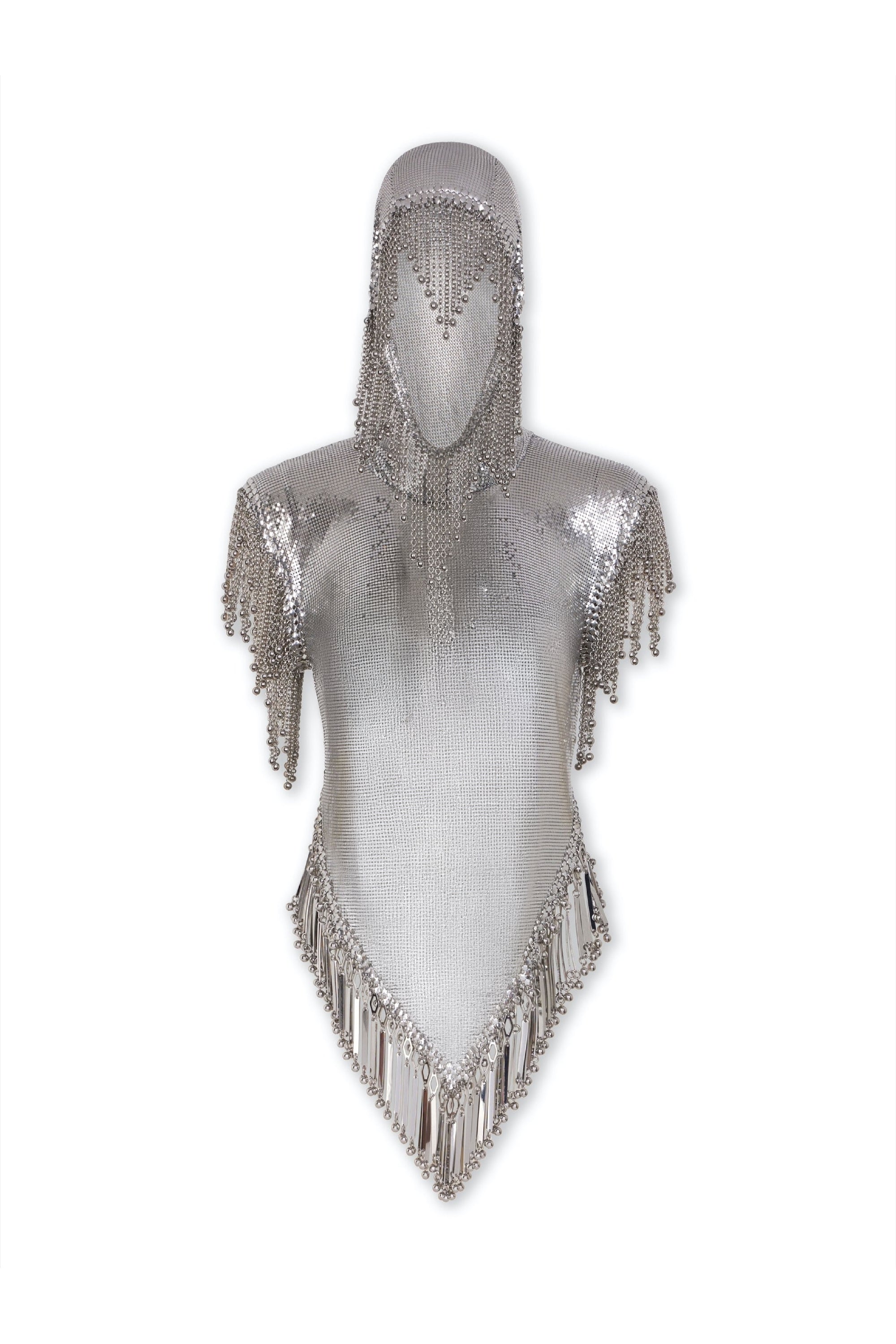 Sleeveless hooded top with sequins - Silver