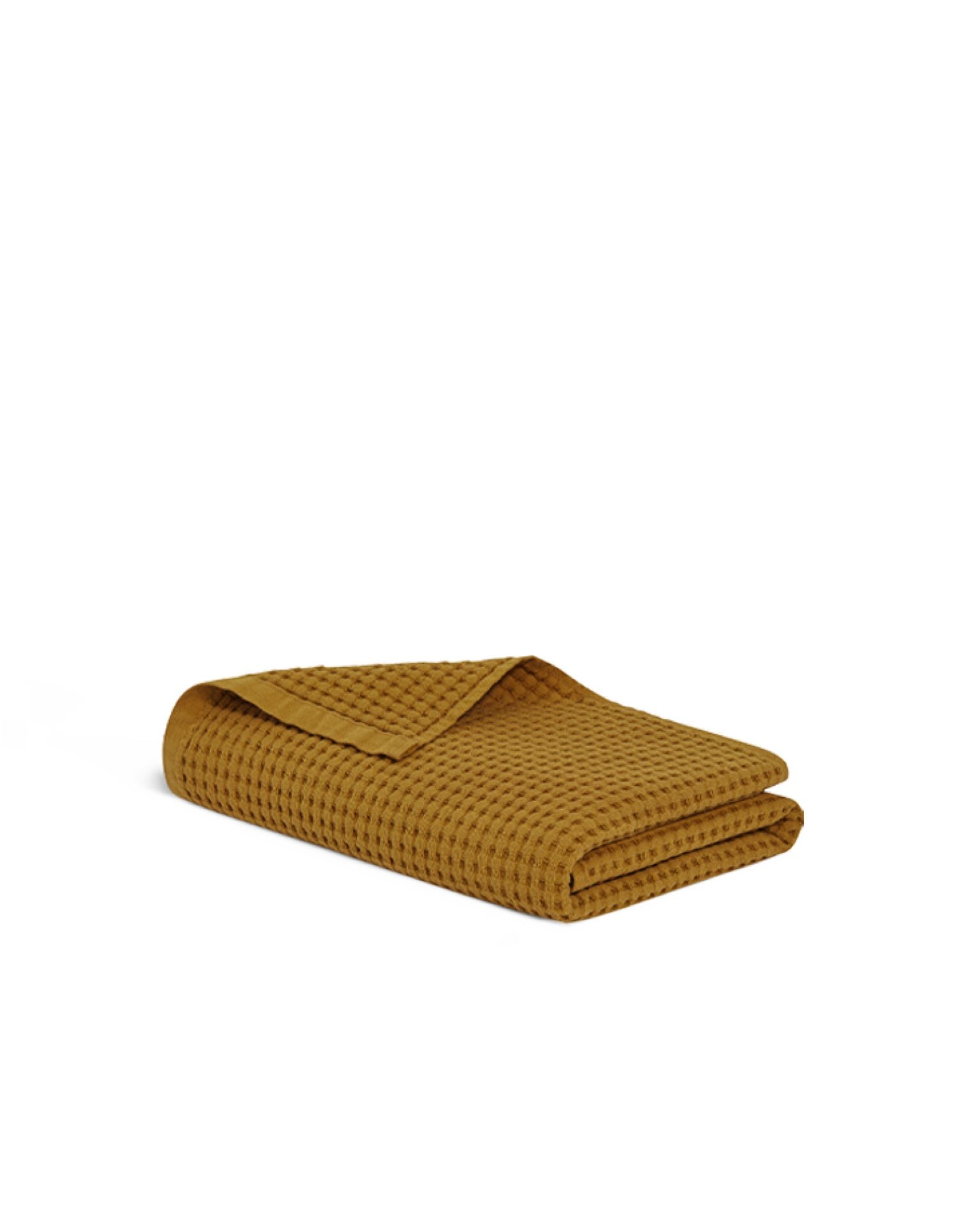 Serviette de toilette en coton nid d'abeille - Ocre