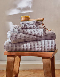 Serviette de toilette en coton nid d'abeille - Lilas
