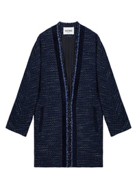 Flowing textured coat - Navy