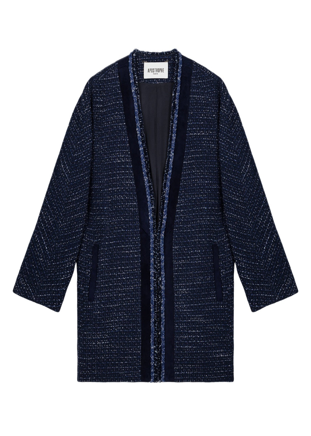 Flowing textured coat - Navy
